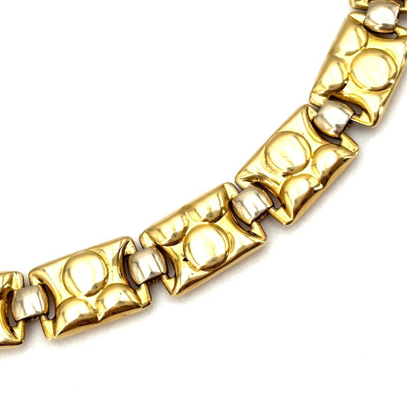 Collana collier oro, girocollo, barrette rettangolari; 38.22 gr - 43 cm