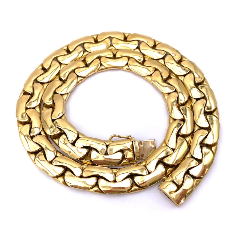 Collana collier oro giallo, catena bombata maxi; 44 cm, 57 gr