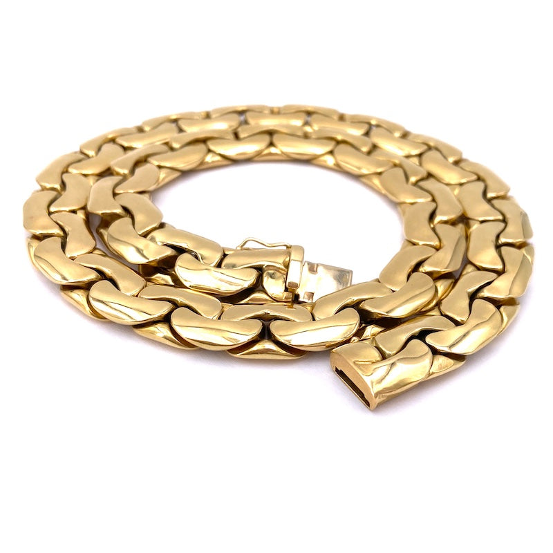 Collana collier oro giallo, catena bombata maxi; 44 cm, 57 gr