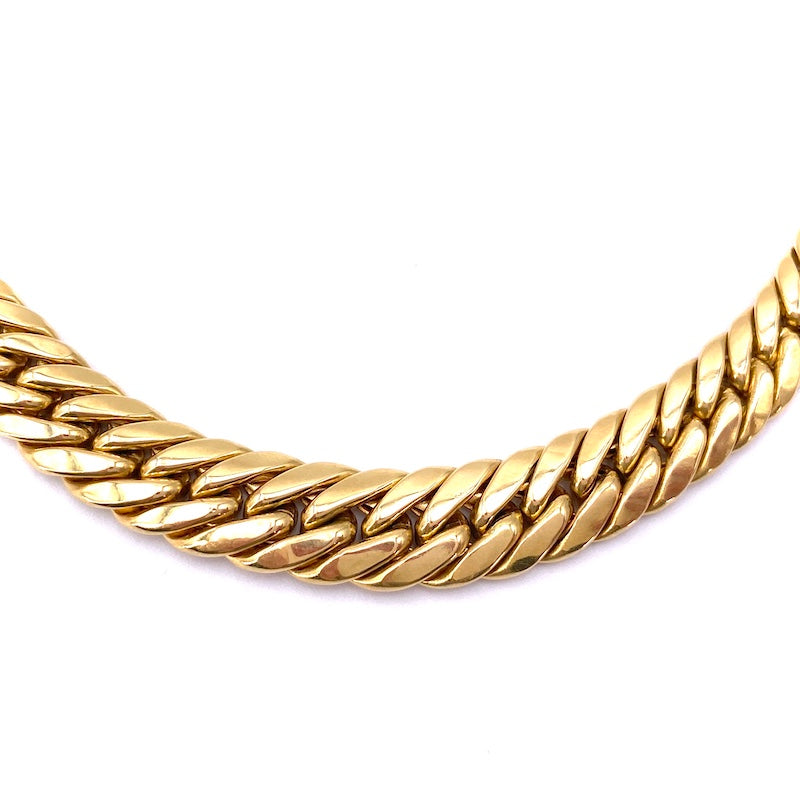 Collana collier oro giallo, catena groumete fitta a scalare; 44 cm, 32.4 gr