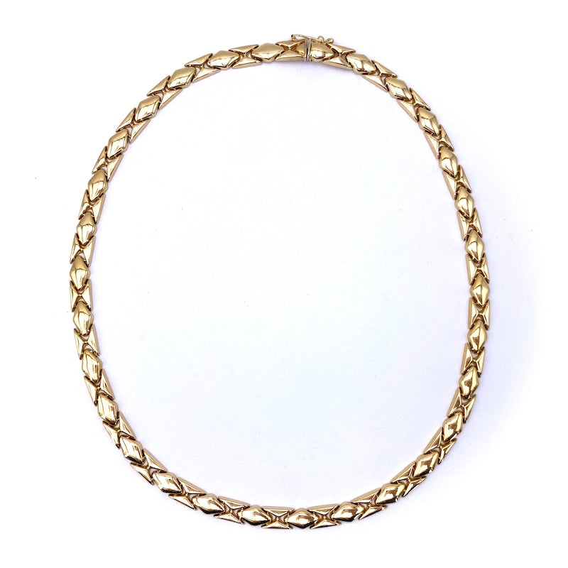 Collana collier oro giallo, girocollo rombi; 45 cm, 32.9 gr
