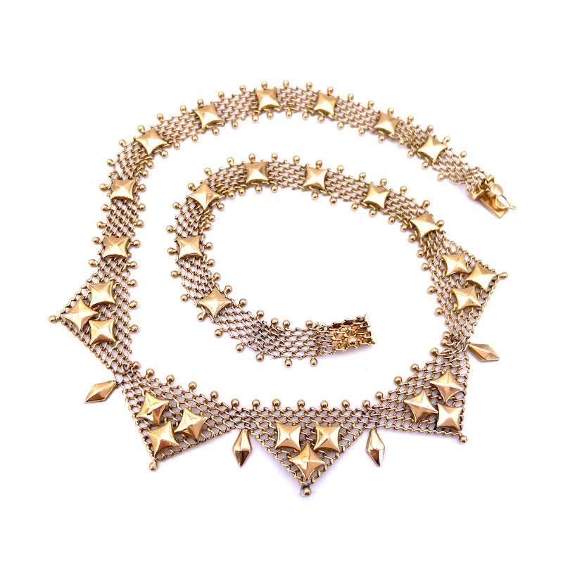 Collana collier reseille, a reticella, vintage oro; 41 cm, 24.39 gr