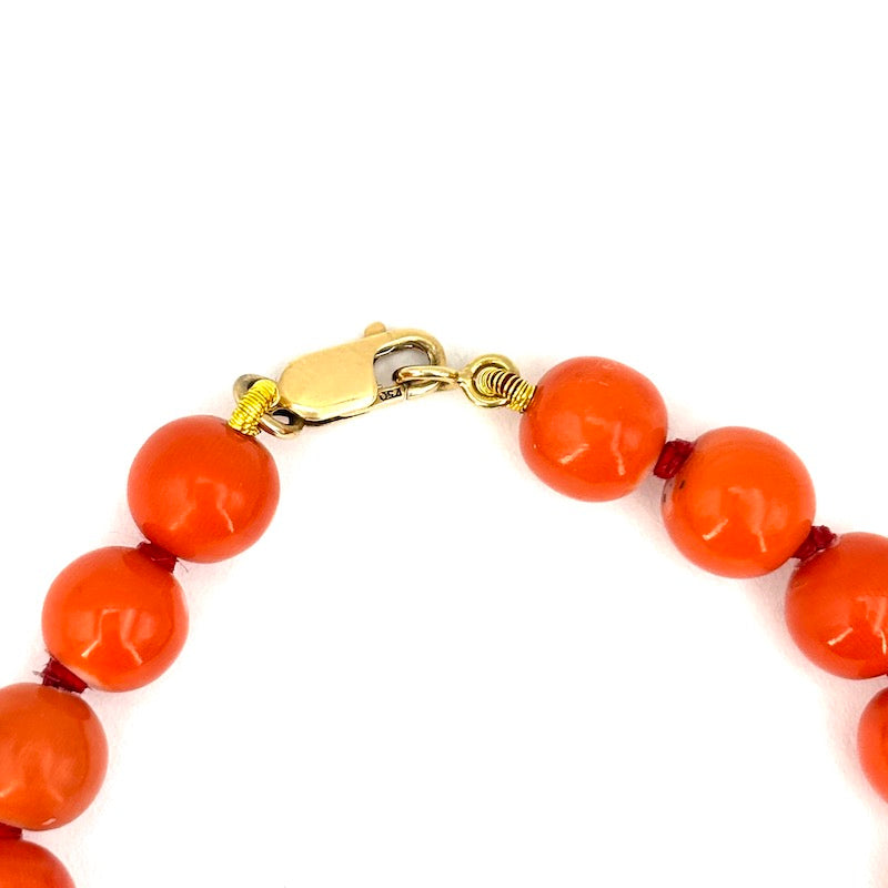 Collana corallo momo a sfere e oro - 55.41 gr; 57 cm