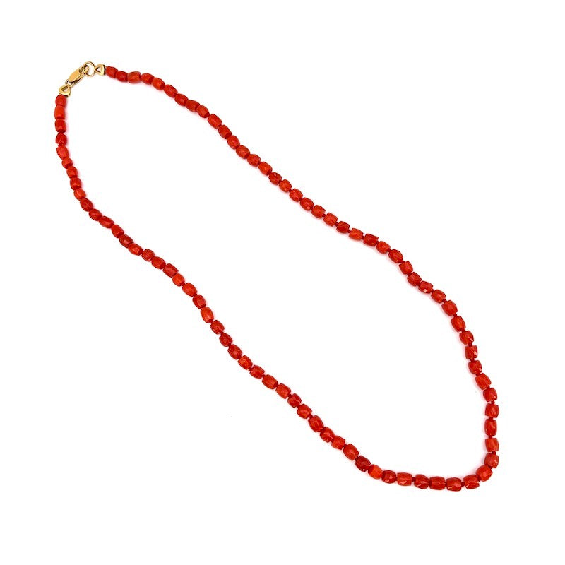 Collana corallo rosso, barilotti, e oro - 23.8 gr, 58 cm
