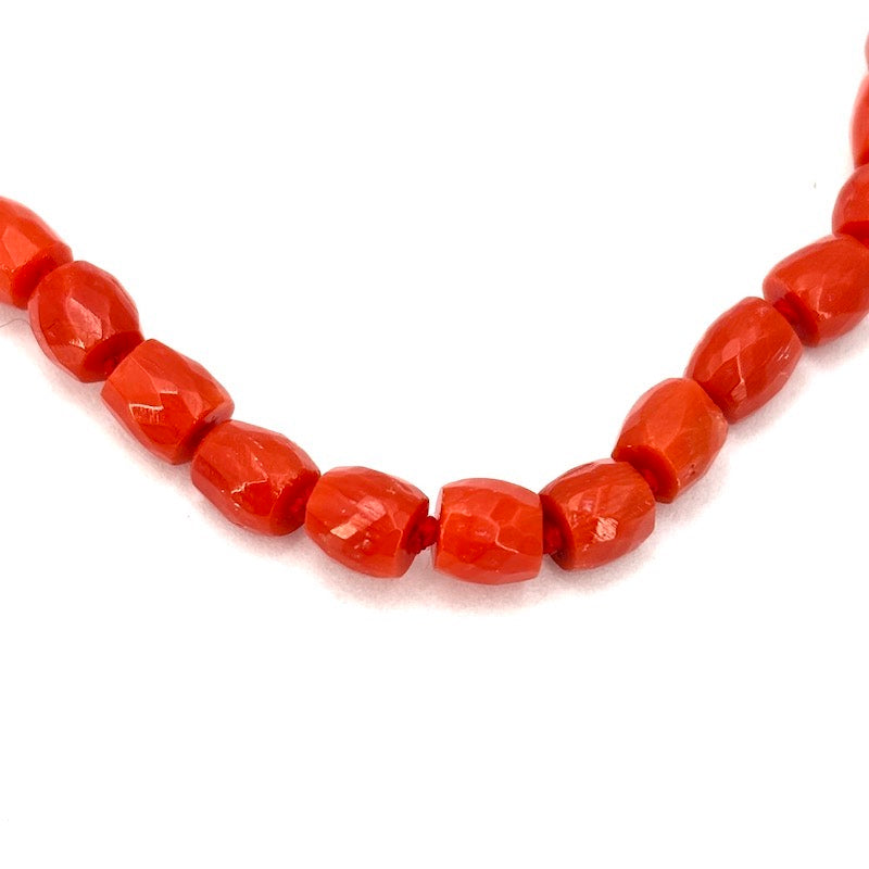 Collana corallo rosso, barilotti, e oro - 23.8 gr, 58 cm