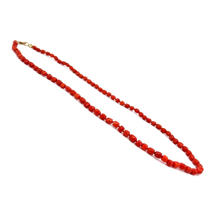 Collana corallo rosso, barilotti, e oro - 23.8 gr, 58 cm