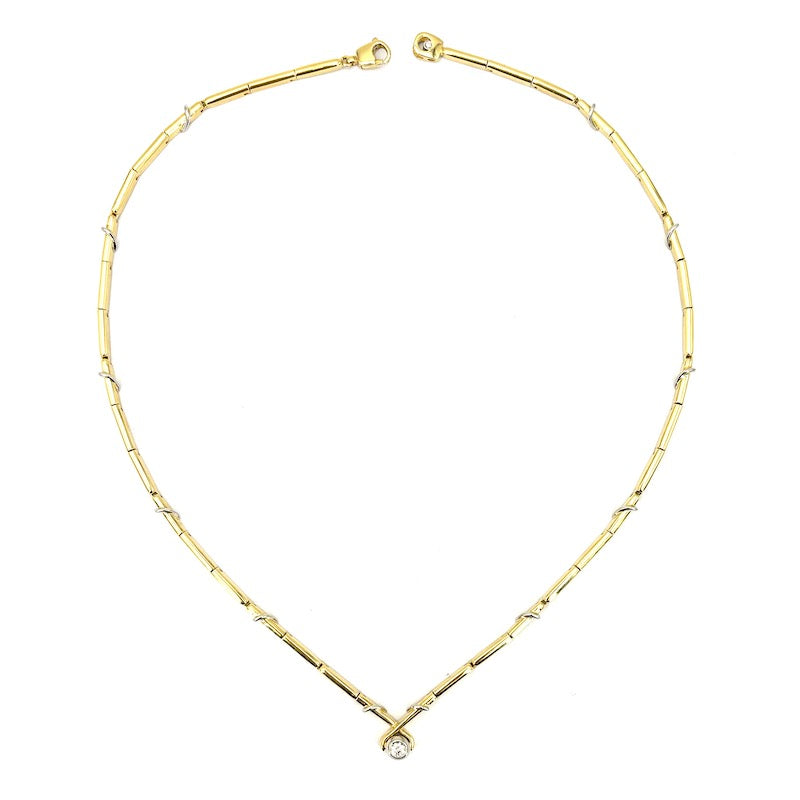 Collana girocollo Damiani oro con solitario; 21.26gr.