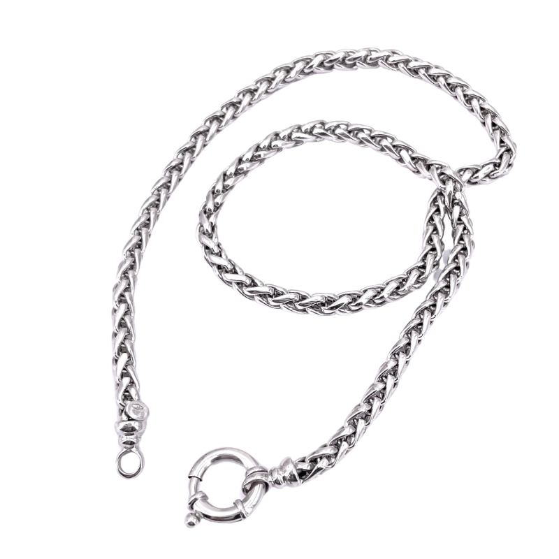 Collana girocollo catena bizantina, oro bianco; 20.59 gr; 42 cm