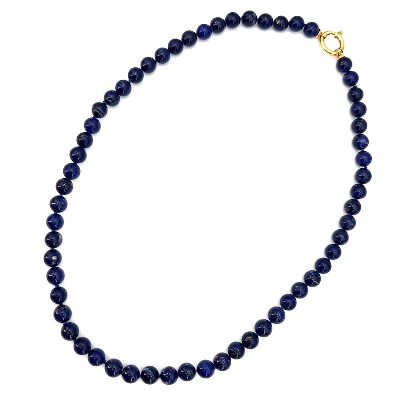 Collana lapis blu e oro; 50 cm - 48.58 gr