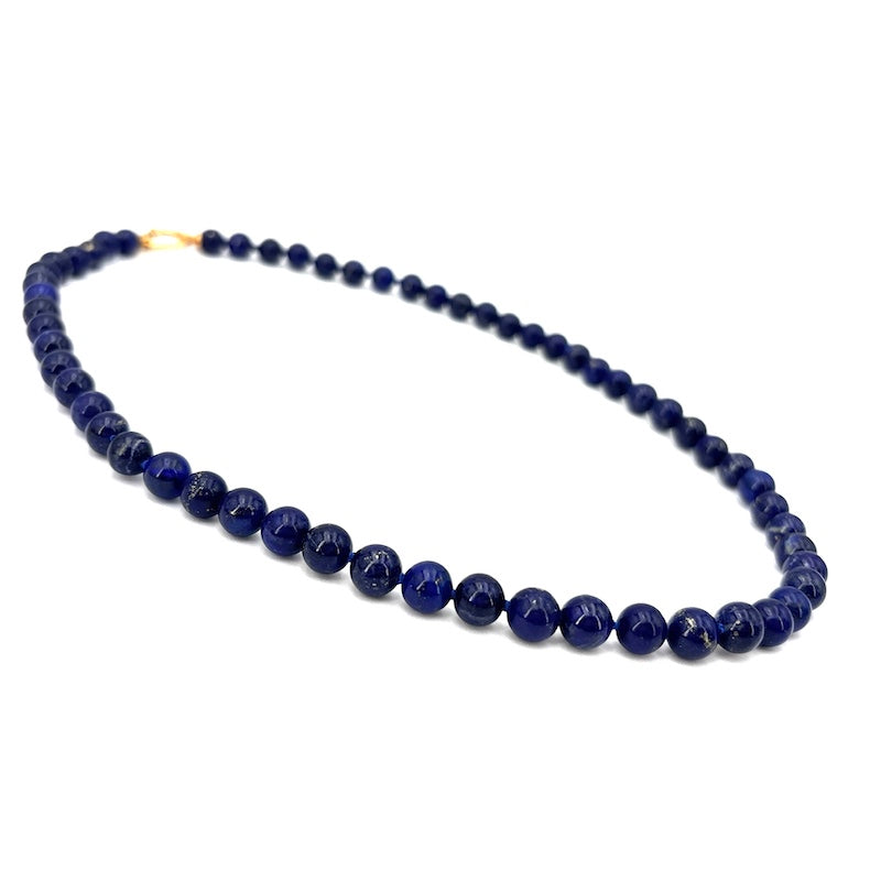 Collana lapis blu e oro; 50 cm - 48.58 gr