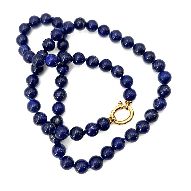 Collana lapis blu e oro; 50 cm - 48.58 gr