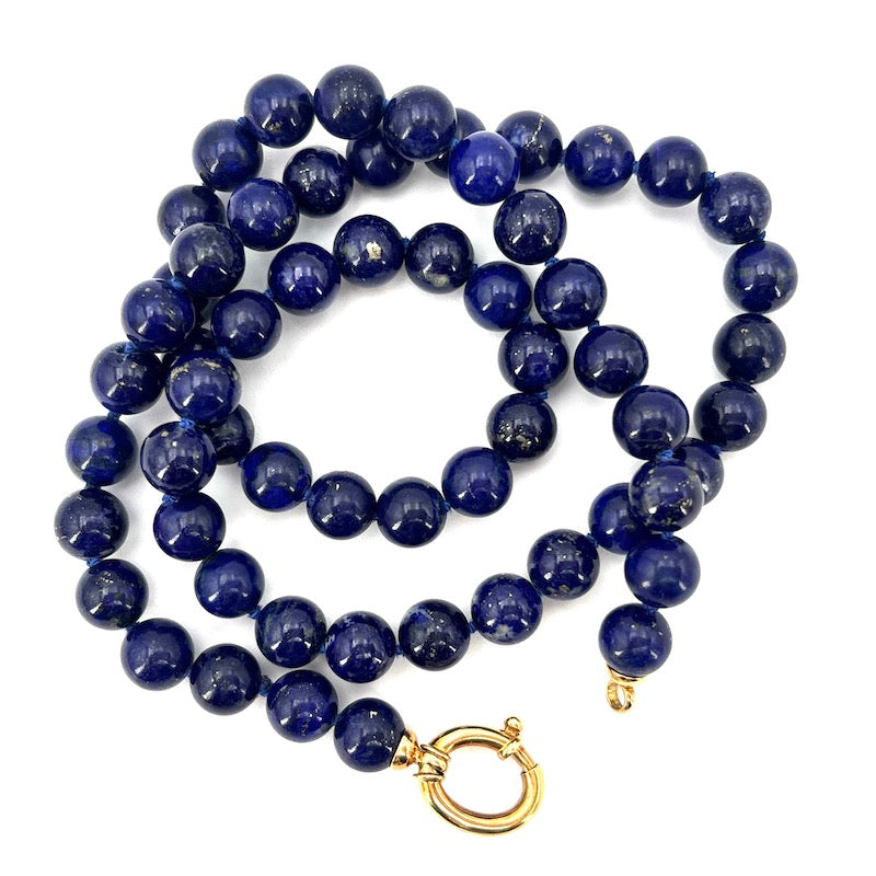 Collana lapis blu e oro; 50 cm - 48.58 gr