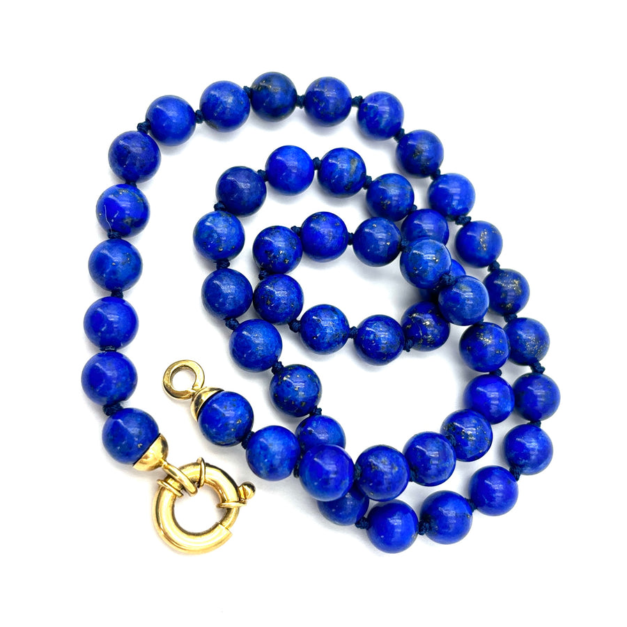 Collana lapis boulle e oro; 40 gr, 47 cm