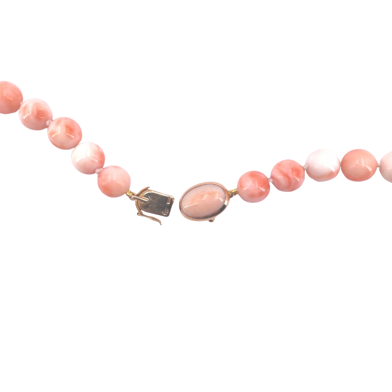 Collana lunga 95 cm, corallo rosa e oro;  114.28 gr