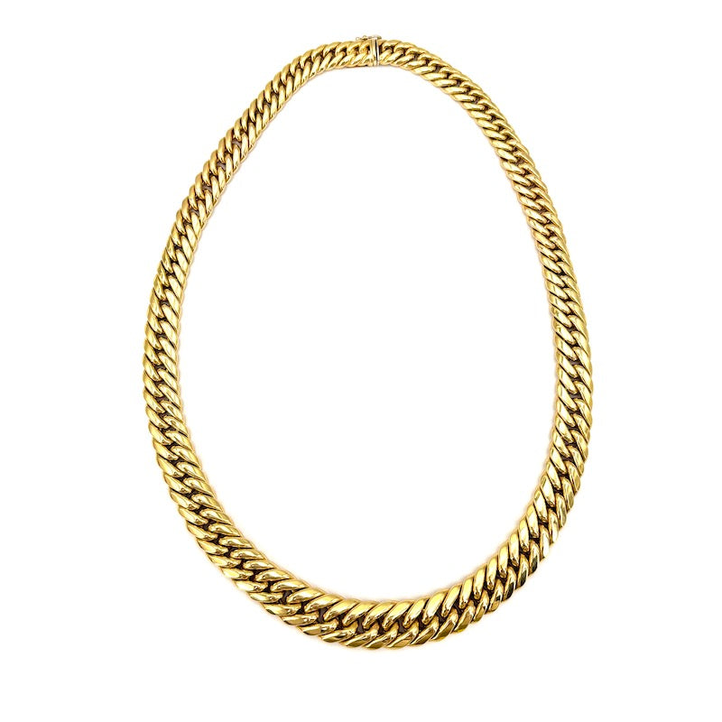 Collana maxi collier spiga oro giallo, girocollo; 54.11 gr - 47 cm