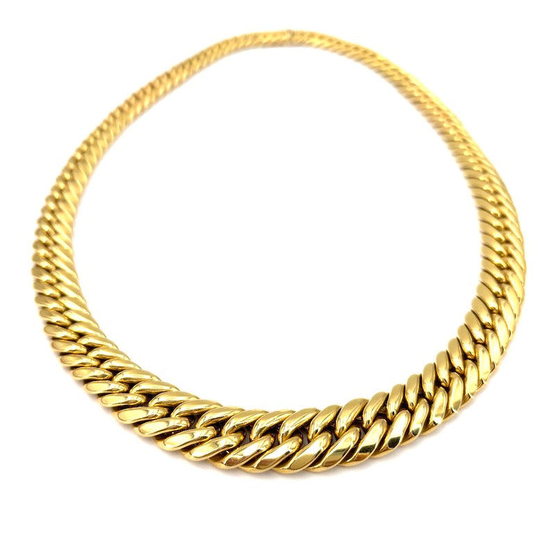 Collana maxi collier spiga oro giallo, girocollo; 54.11 gr - 47 cm