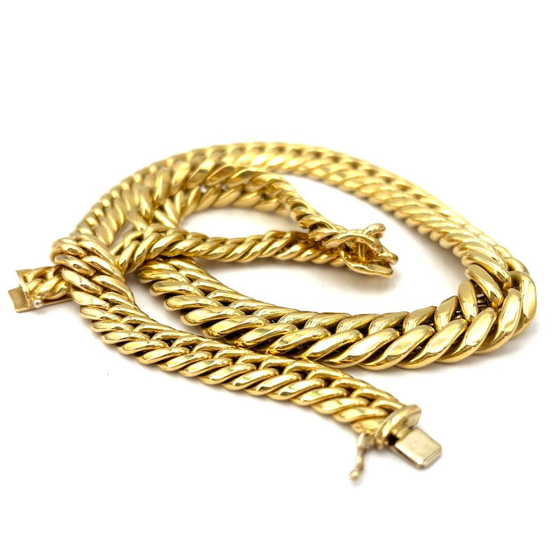 Collana maxi collier spiga oro giallo, girocollo; 54.11 gr - 47 cm