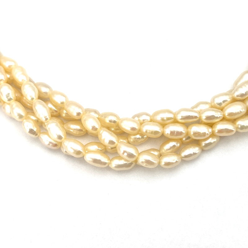 Collana torchon 5 fili microperle e oro - 42 cm; 56.15 gr