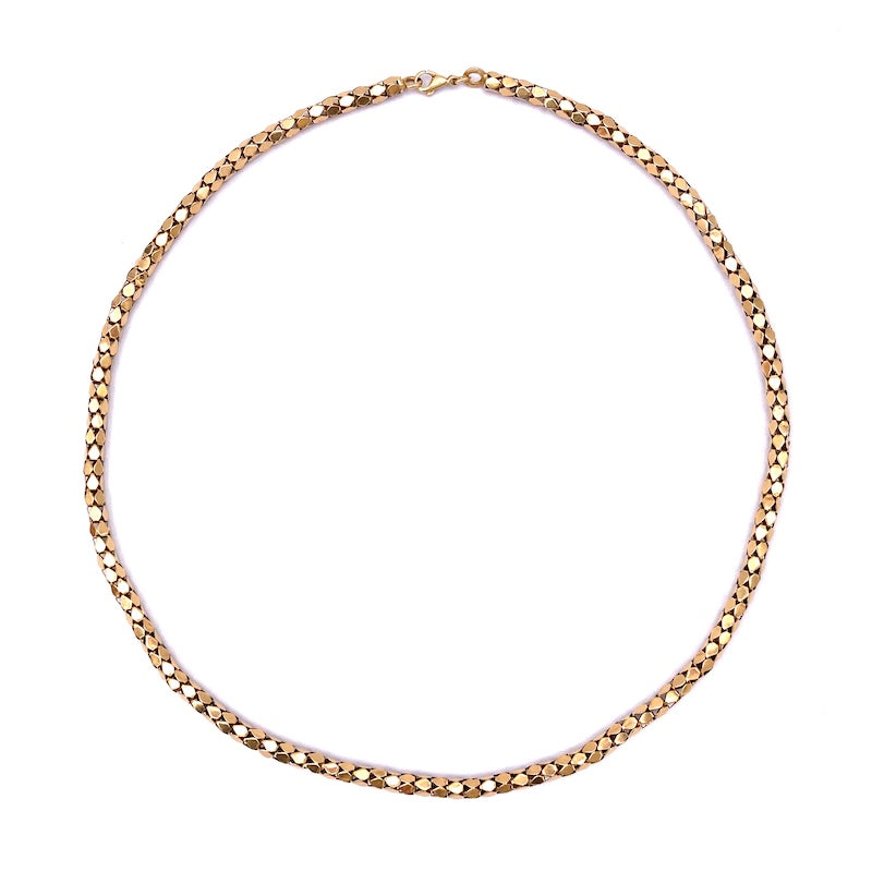 Collana vintage, girocollo catena specchietti oro, 14.69 gr