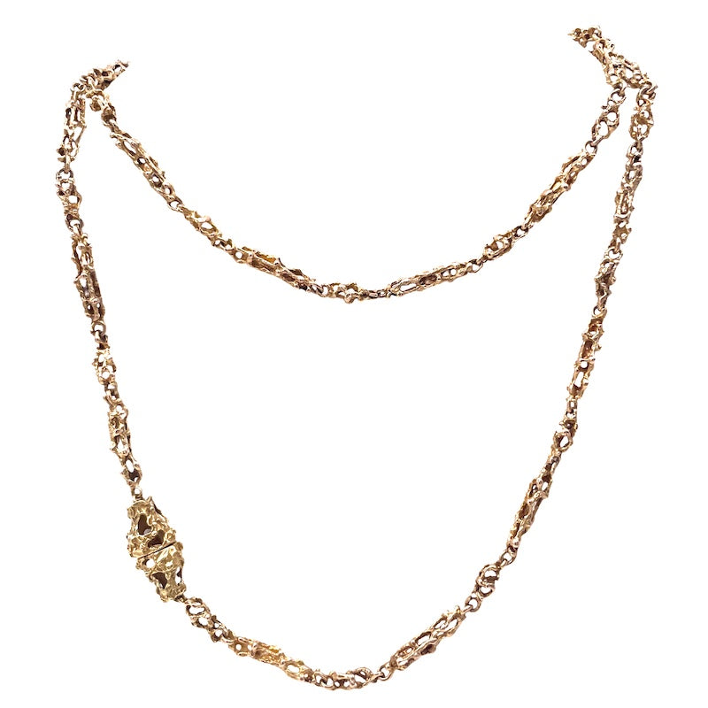 Collana vintage artistica, catena oro, lunga 96 cm, 88.4 gr