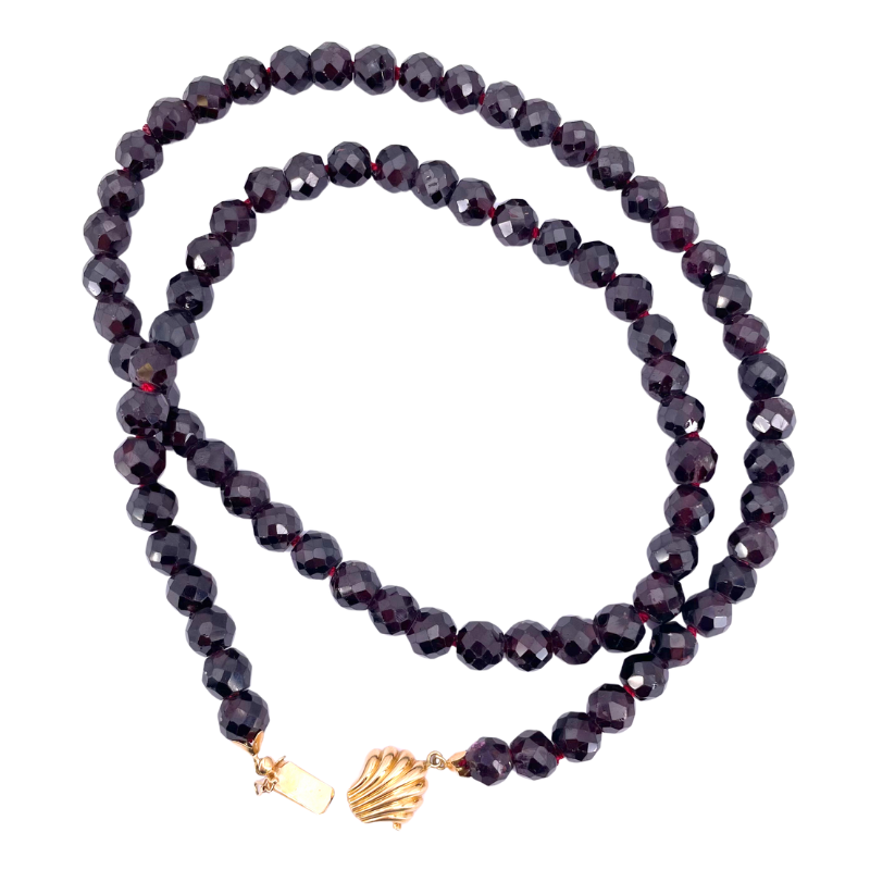 Collana vintage granati maxi; 70 cm, 133.45 gr
