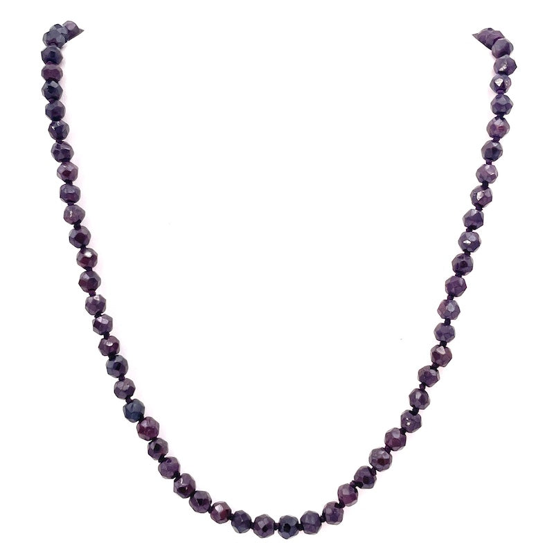 Collana vintage granato e oro, in stile - 66 cm; 58 gr