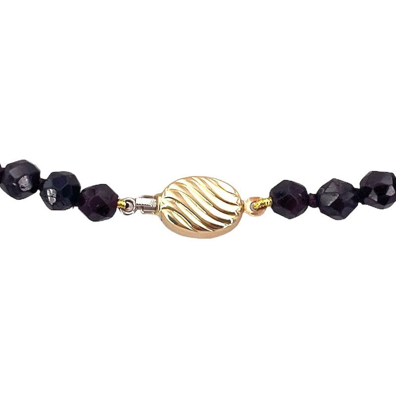 Collana vintage granato e oro, in stile - 66 cm; 58 gr