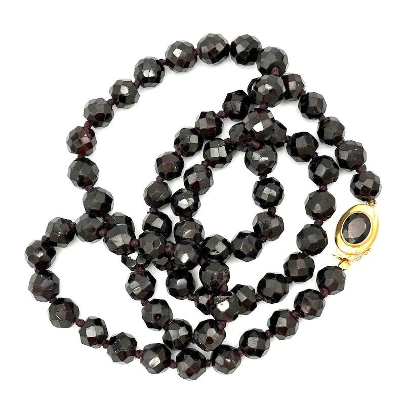 Collana vintage granato maxi e oro, in stile - 70 cm; 113 gr