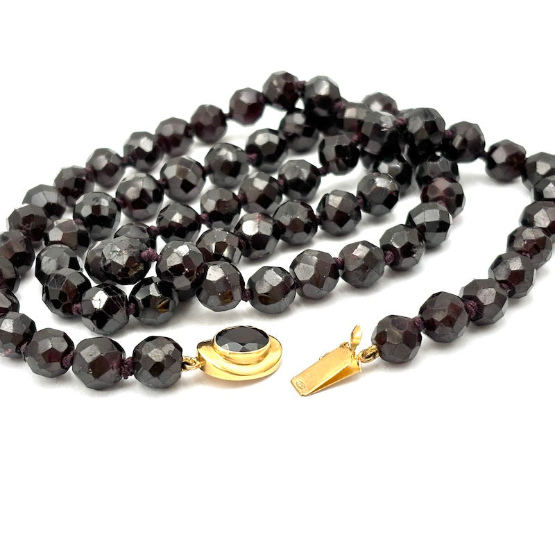 Collana vintage granato maxi e oro, in stile - 70 cm; 113 gr
