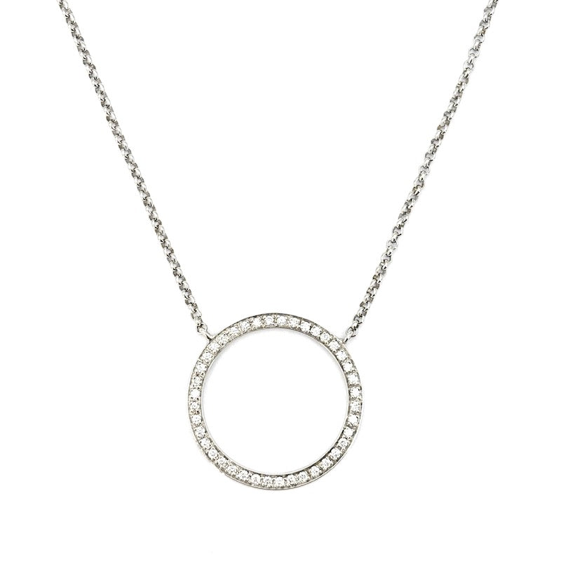 Collier cerchio brillanti, oro bianco; 6.12 gr