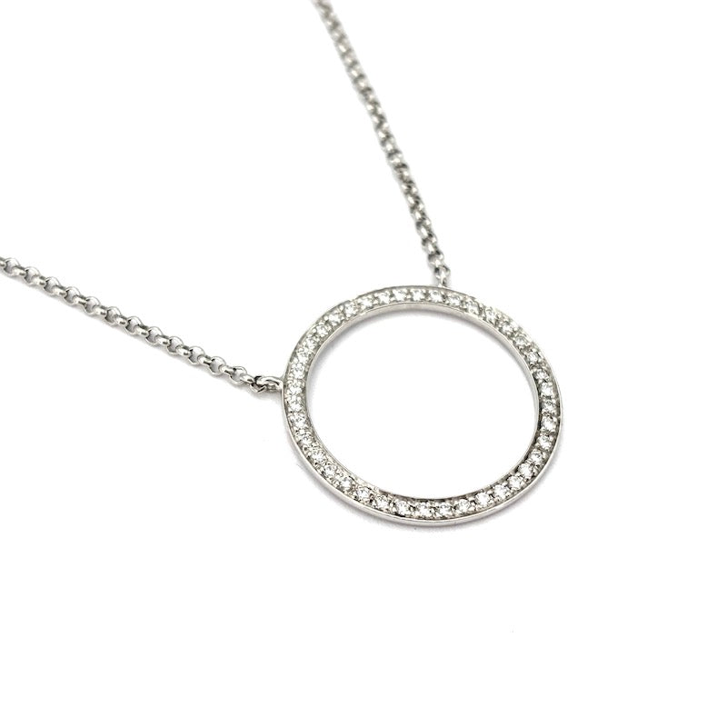 Collier cerchio brillanti, oro bianco; 6.12 gr
