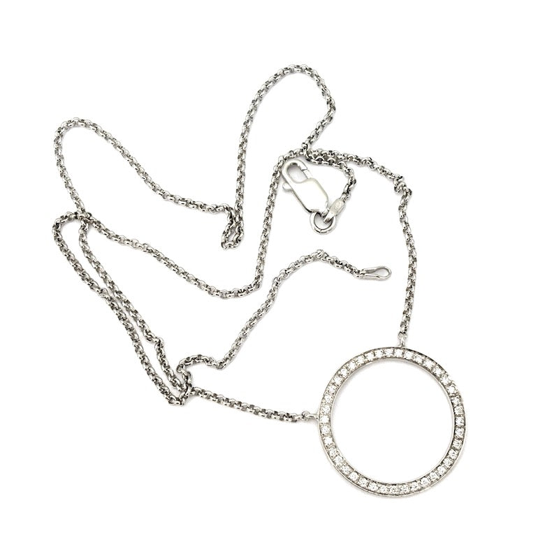 Collier cerchio brillanti, oro bianco; 6.12 gr