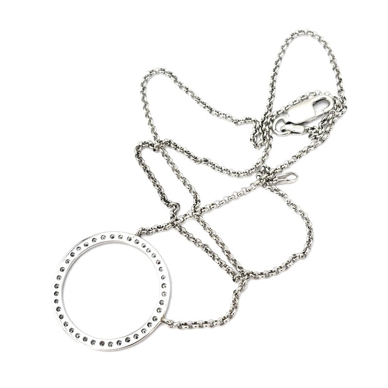 Collier cerchio brillanti, oro bianco; 6.12 gr