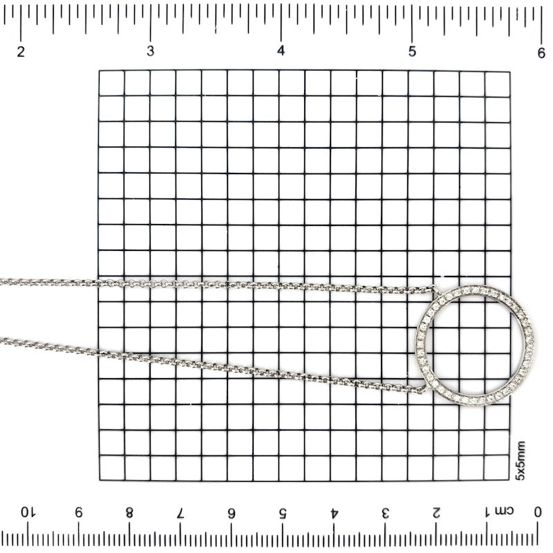 Collier cerchio brillanti, oro bianco; 6.12 gr