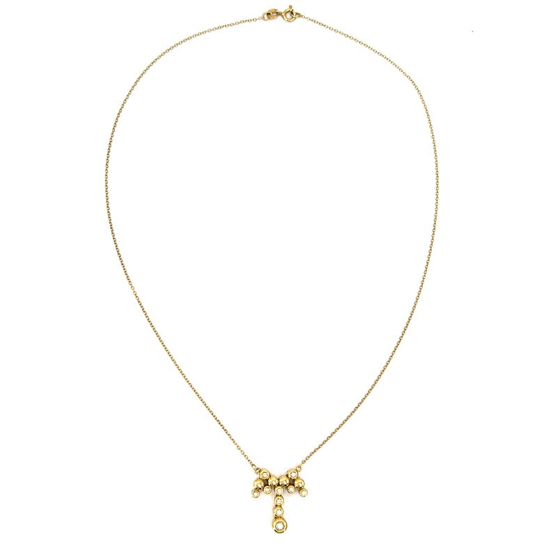 Collier girocollo con ciondolo fiocco oro giallo e brillanti; 5.44 gr