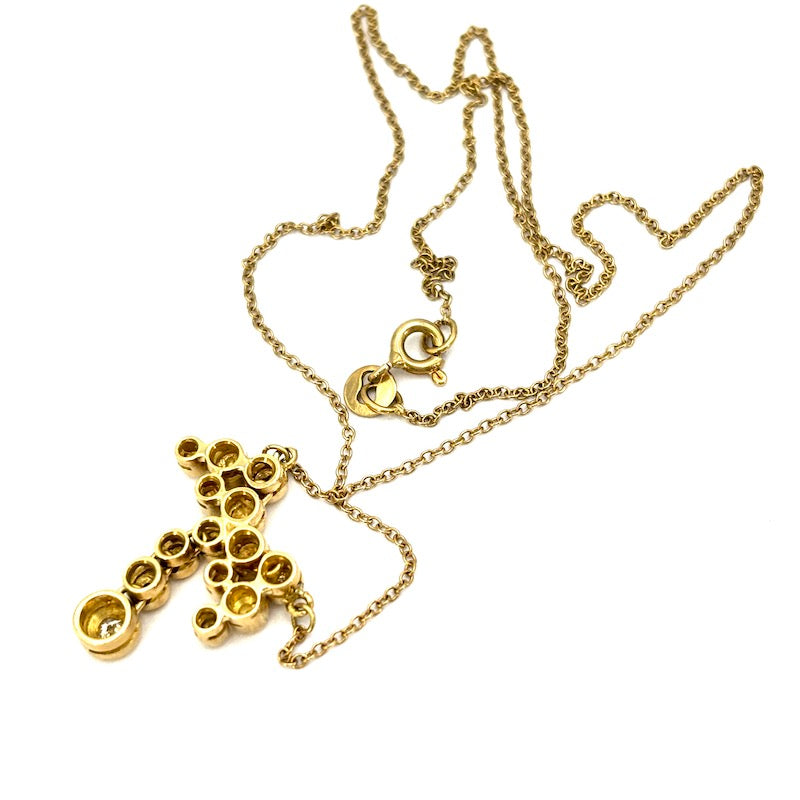 Collier girocollo con ciondolo fiocco oro giallo e brillanti; 5.44 gr