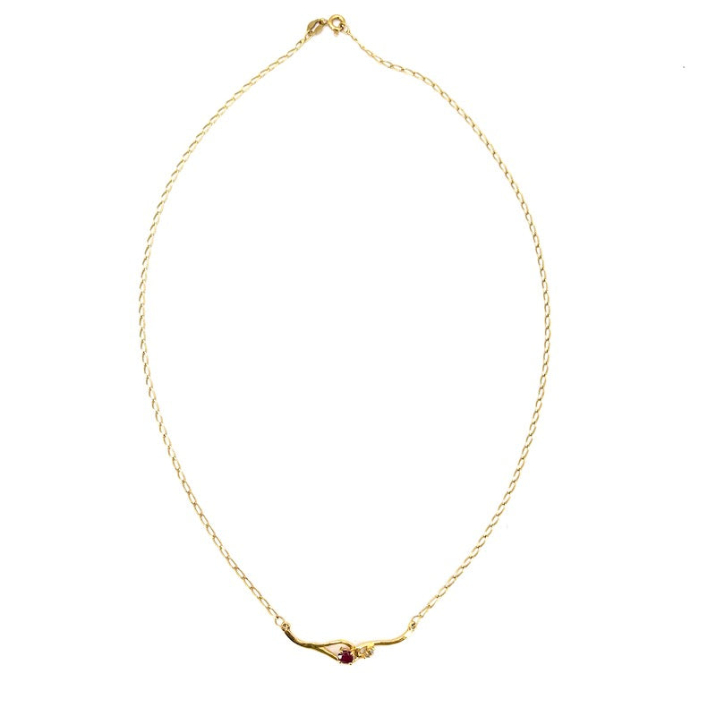 Collier girocollo vintage oro giallo e rubino; 3.33 gr