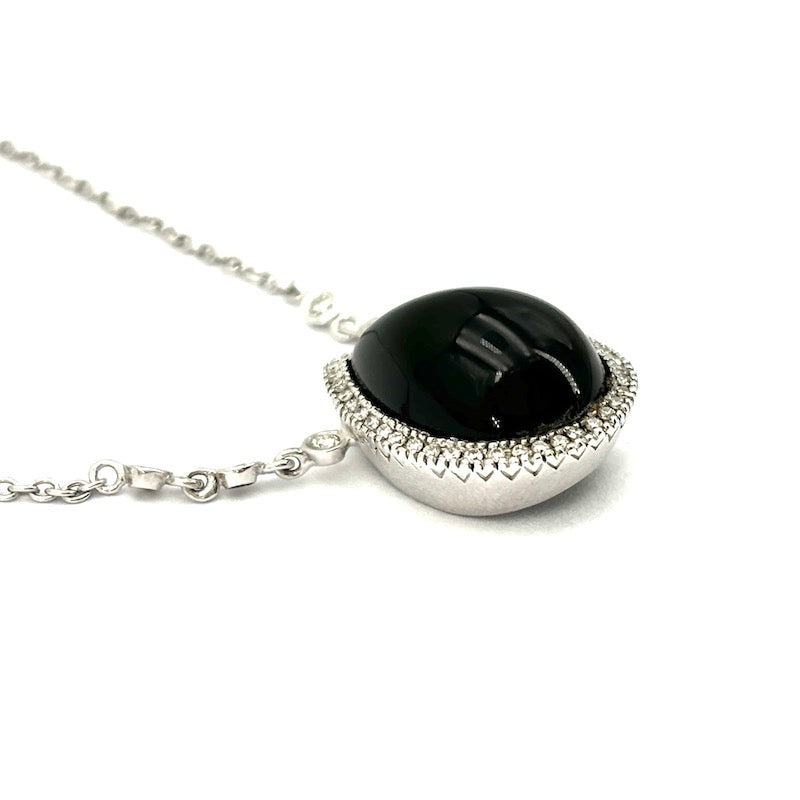 Collier goccia onice, brillanti e oro; 8.02 gr