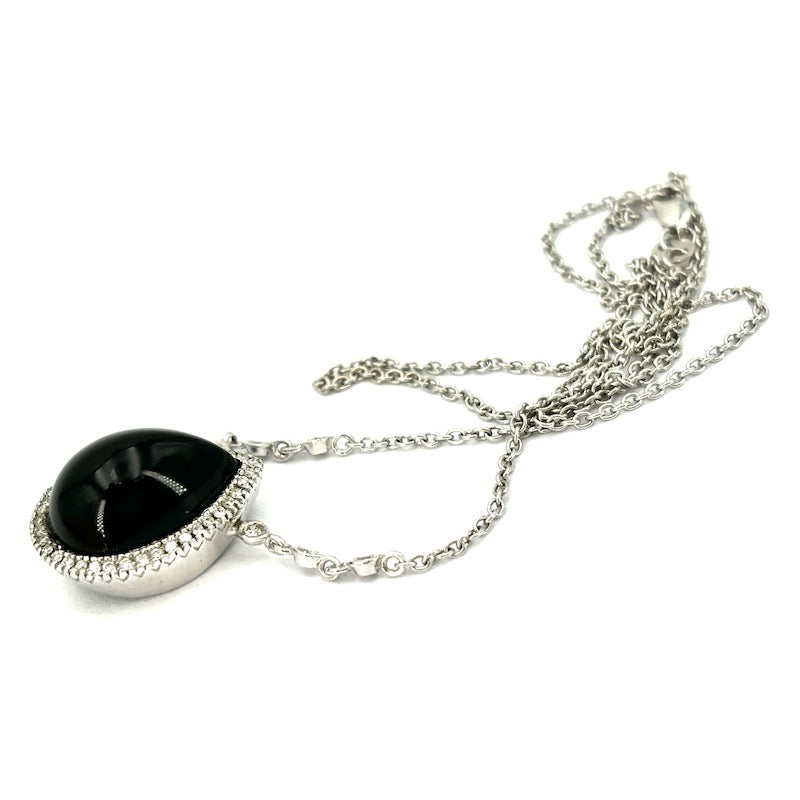 Collier goccia onice, brillanti e oro; 8.02 gr