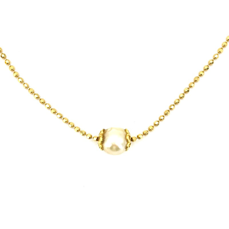 Collier palline oro giallo e perla Akoya; 4.85 gr - 44 cm