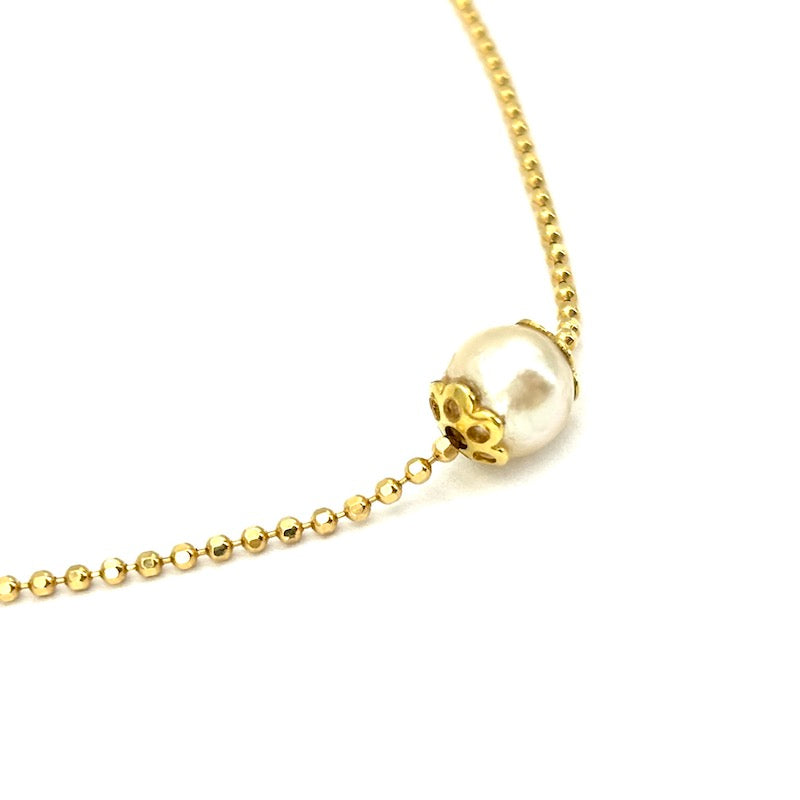 Collier palline oro giallo e perla Akoya; 4.85 gr - 44 cm