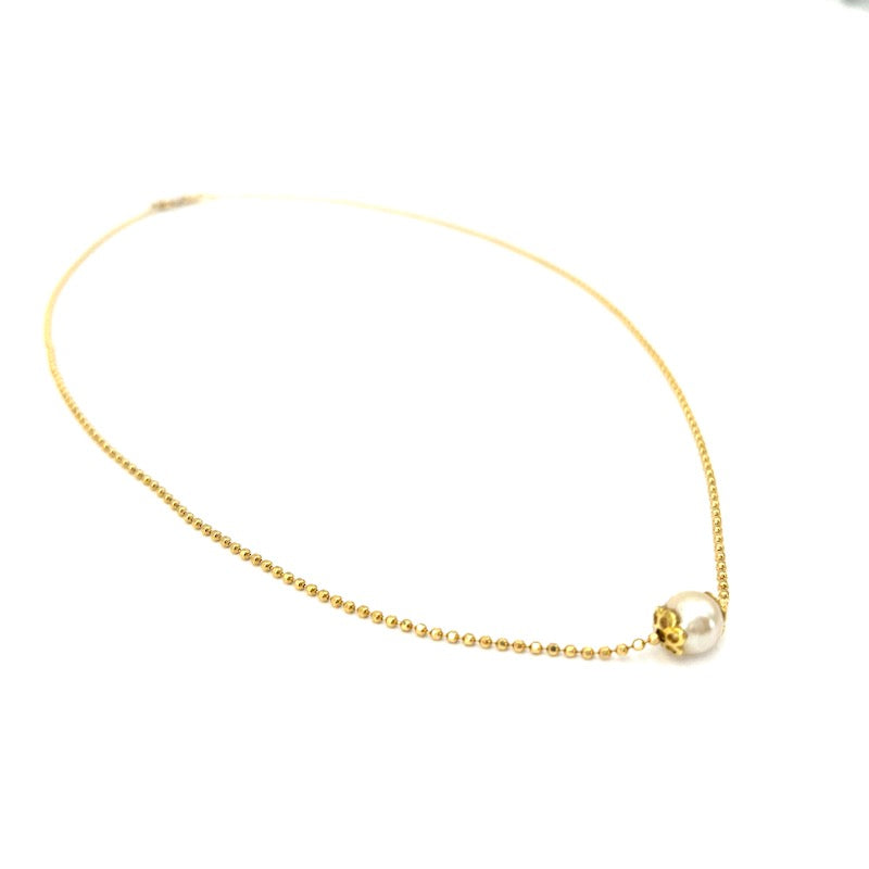 Collier palline oro giallo e perla Akoya; 4.85 gr - 44 cm