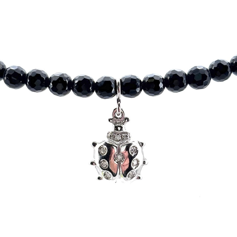 Collier strangolino onice, brillanti e oro, charms porta fortuna; 14.5 gr