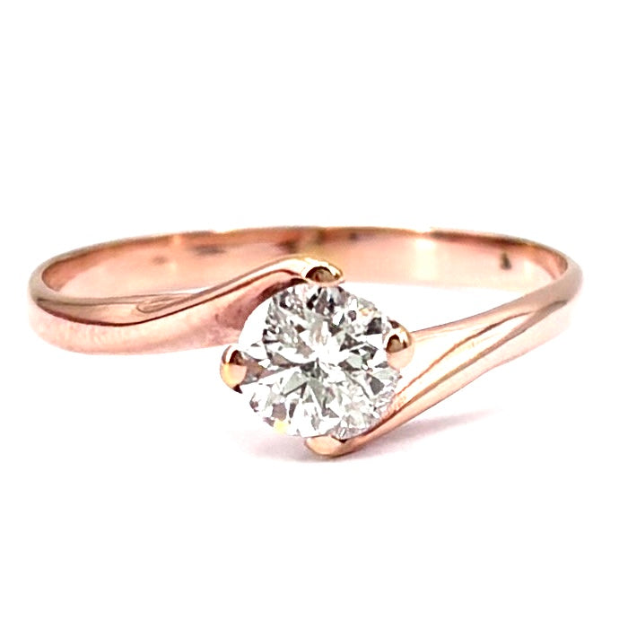Anello brillante solitario e oro rosa - 0.50/0.60 ct; 1.99 gr