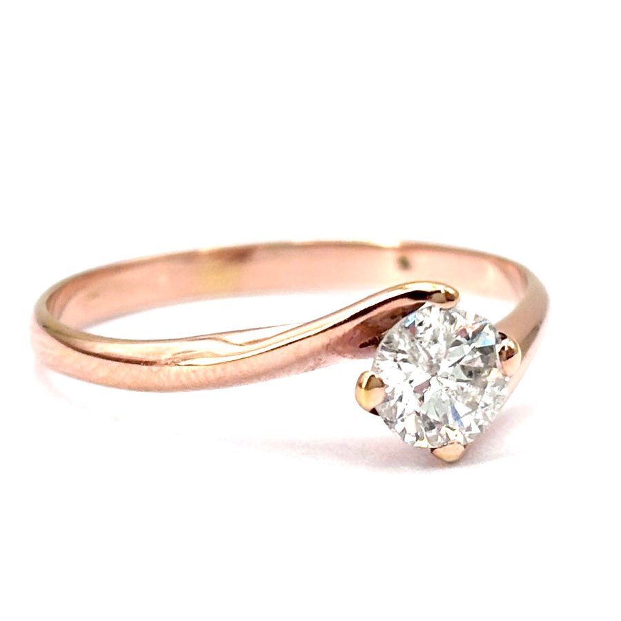 Anello brillante solitario e oro rosa - 0.50/0.60 ct; 1.99 gr