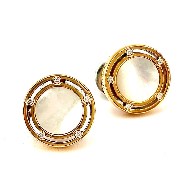 Orecchini Damiani D Side madreperla, oro rosa e brillanti, al lobo; 0.12-0.15 ct; 7.18 gr