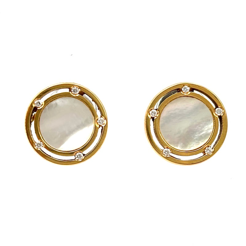 Orecchini Damiani D Side madreperla, oro rosa e brillanti, al lobo; 0.12-0.15 ct; 7.18 gr