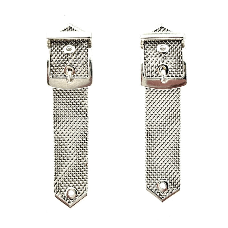 Orecchini Unoaerre cintura fibbie oro bianco, pendenti - 4.6 cm; 13.09 gr