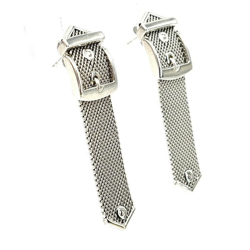 Orecchini Unoaerre cintura fibbie oro bianco, pendenti - 4.6 cm; 13.09 gr