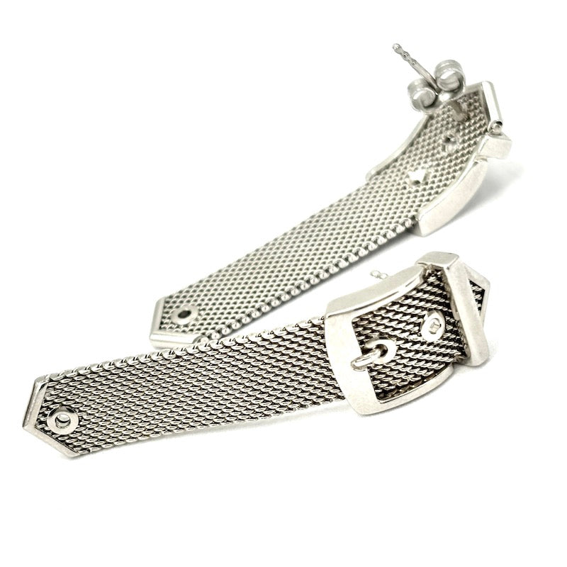 Orecchini Unoaerre cintura fibbie oro bianco, pendenti - 4.6 cm; 13.09 gr